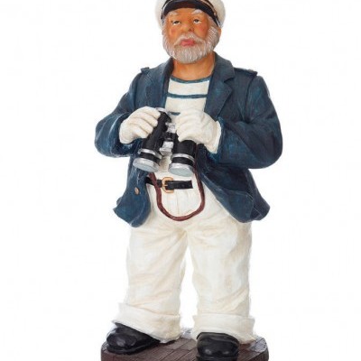 Estátua decorativa de marinheiro com binóculos