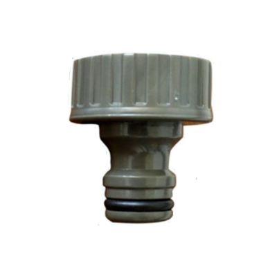 Adaptador de mangueira de plástico cinzento com anéis de vedação pretos