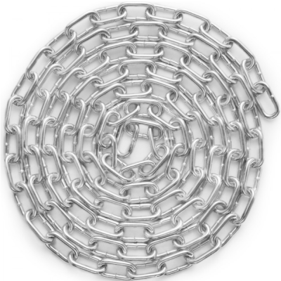 Corrente de metal prateada em círculos concêntricos