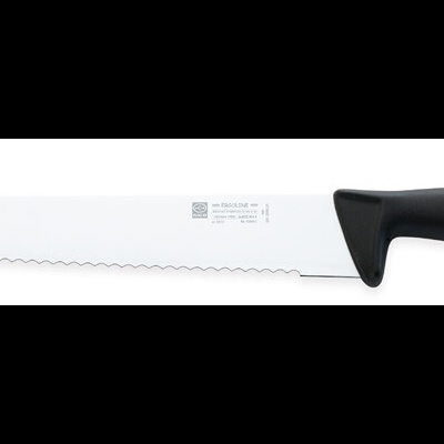 Faca de cozinha com lâmina serrilhada e cabo preto