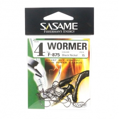 Pacote de anzóis Sasame Wormer tamanho 4 cor Black Nickel