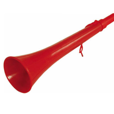 Corneta plástica vermelha com cordão para pendurar