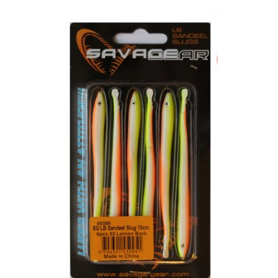 Pacote de iscas artificiais Savage Gear Sandeel Slugs 10 cm Lemon Back