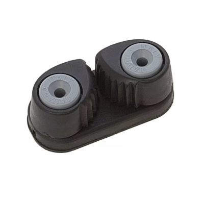 Suporte para corda de vela com duas roldanas em plástico preto e cinzento