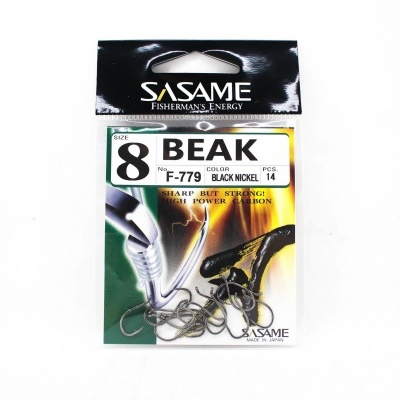 Embalagem de anzóis SASAME tamanho 8 cor preto níquel com 14 peças