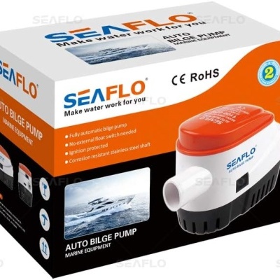 Caixa da bomba automática de caleira SEAFLO, branca com tampa laranja