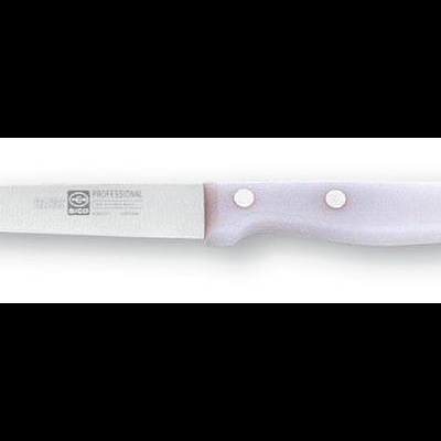 Faca de cozinha com lâmina metálica e cabo branco