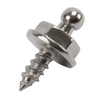 Parafuso de metal prateado com cabeça de bola e arruela