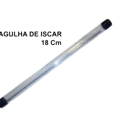 Agulha de iscar de 18 cm em tubo transparente com tampas pretas