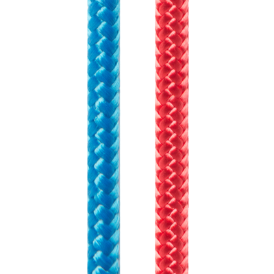 Cordas trançadas azul e vermelha com textura sintética brilhante