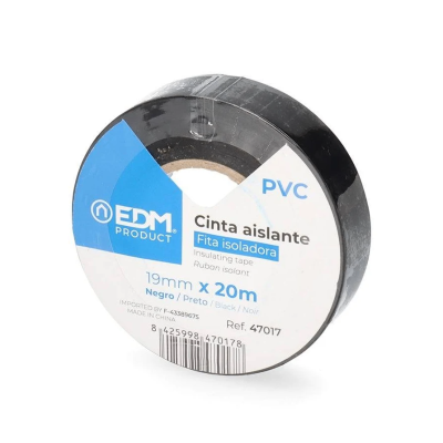 Rolo de fita isolante preta EDM PRODUCT PVC 19mm x 20m
