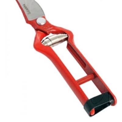 Tesoura de poda vermelha com lâmina metálica e mola