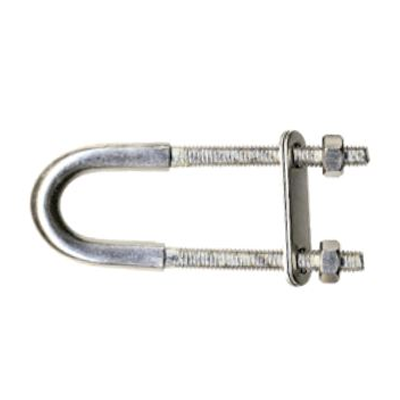 Parafuso tipo U metálico com porcas e placa de fixação