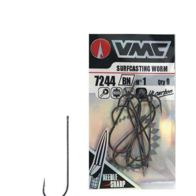 Gancho de pesca metálico e embalagem VMC 7244 tamanho 1 com 9 unidades