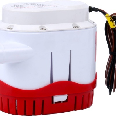 Bomba de água elétrica submersível branca e vermelha com cabo