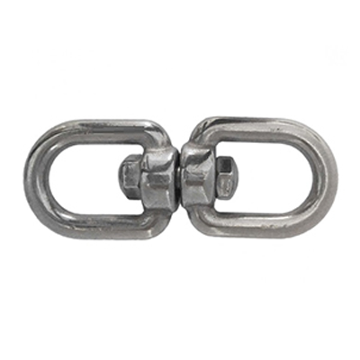 Conjunto metálico com duas argolas ovaladas ligadas