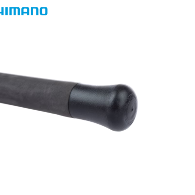 Punho preto de cana de pesca Shimano com logo azul