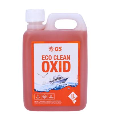 Recipiente plástico com líquido e rótulo Eco Clean Oxid 1L