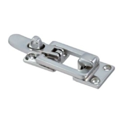 Fecho metálico prateado para porta com base e pedaços articulados