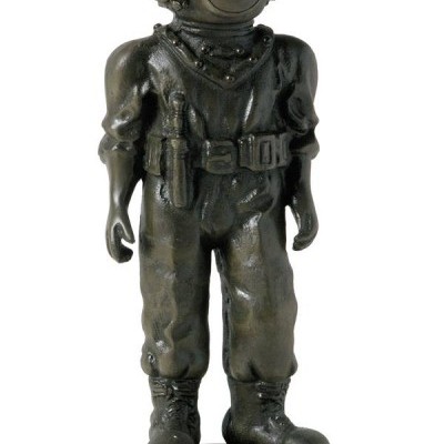 Estatueta de mergulhador negro metálico em base redonda