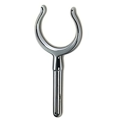 Suporte metálico cromado em formato de 'U'