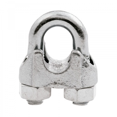 Aparelho metálico de fixação prateado com porcas hexagonais e arco em U