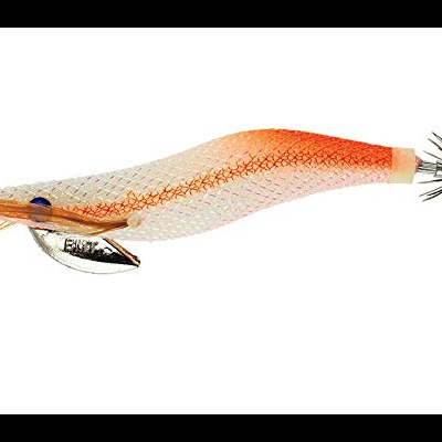 Isca artificial de pesca em branco, laranja e prateado com anzóis metálicos