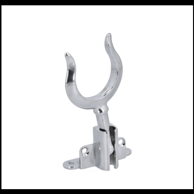 Suporte metálico cromado para varão de cortina com base de fixação