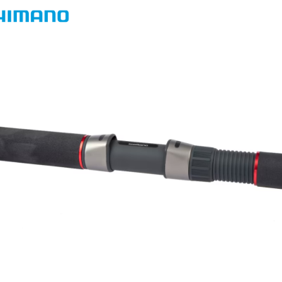 Pega de cana de pesca Shimano preta e vermelha