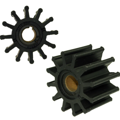 Rotor em borracha preta com inserção metálica no centro