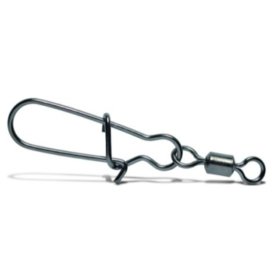 Mosquetão de metal prateado com engate rápido