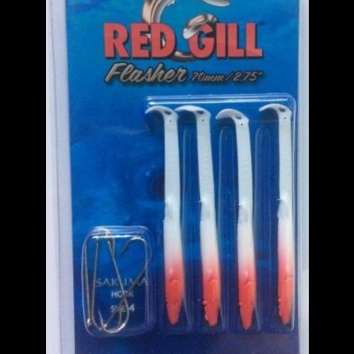 Conjunto de iscos de pesca RED GILL Flasher em embalagem azul