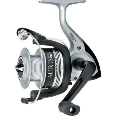 Carretel de pesca metálico prateado e preto Aurisevo