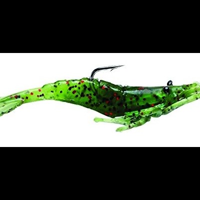 Isca artificial em forma de camarão verde com gancho