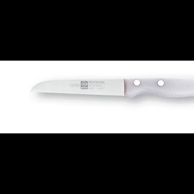 Faca de cozinha branca com texto na lâmina