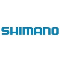 Logotipo azul da marca SHIMANO em fundo branco