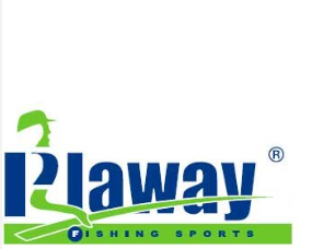 Logotipo da Plaway Fishing Sports com pescador estilizado verde