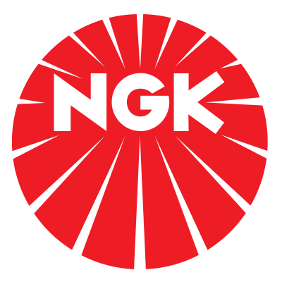 Logótipo circular vermelho com letras brancas NGK