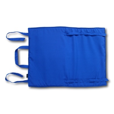 Almofada ou tapete azul com alças e tiras para fixação