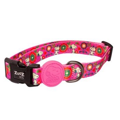 Coleira para cão rosa com padrão de flores coloridas