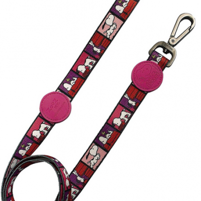 Trela para cão com padrão Snoopy colorida e mosquetão metálico