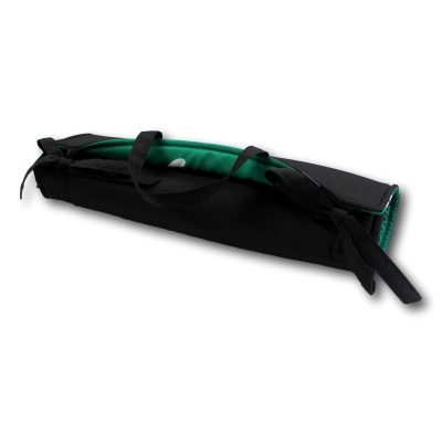 Bolsa tecido preto com interior verde e laços