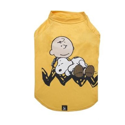 Camisola amarela para cão com estampa Charlie Brown e Snoopy