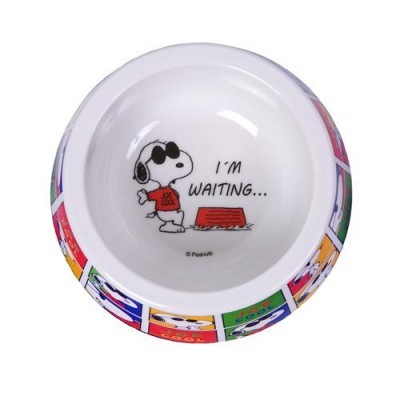 Taça de cerâmica branca com Snoopy e texto I'M WAITING... no interior