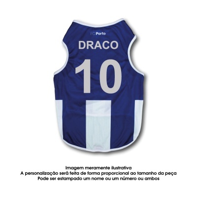 Colete desportivo azul e branco com nome e número