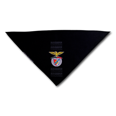 Lenço triangular preto com logótipo SL Benfica colorido e texto UNUM