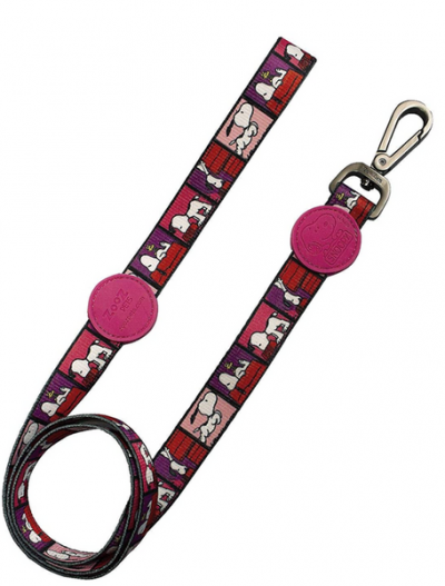 Trela para cão com padrão Snoopy colorida e mosquetão metálico