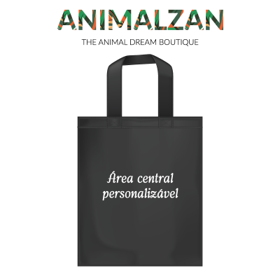Mala preta com texto personalizável e logo ANIMALZAN