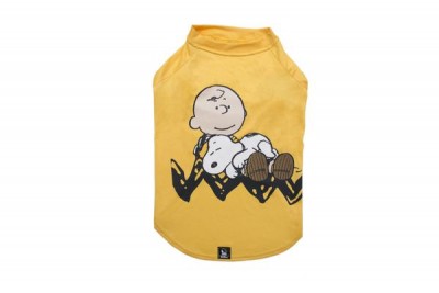 Camisola amarela para cão com estampa Charlie Brown e Snoopy