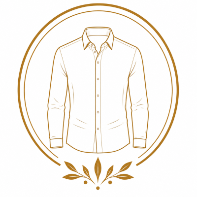 Line-art drawing of a mens button-up long-sleeve shirt with decorative frame
